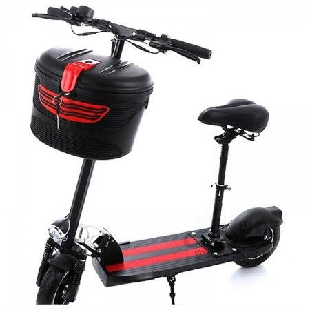 Пластиковая корзина с замком на руль (Черный)