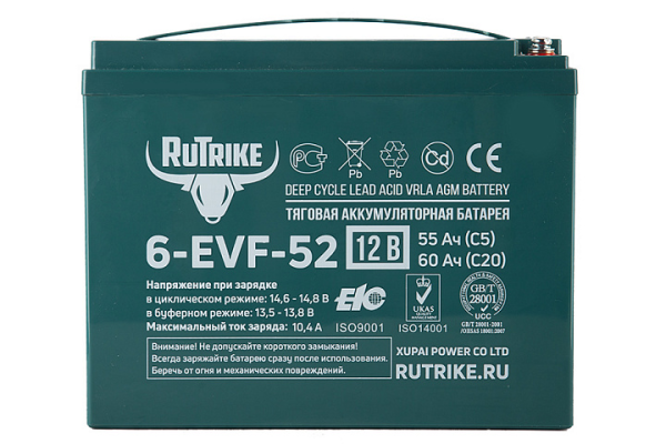 Тяговый аккумулятор RuTrike 6-EVF-52 (12V52A/H C3)