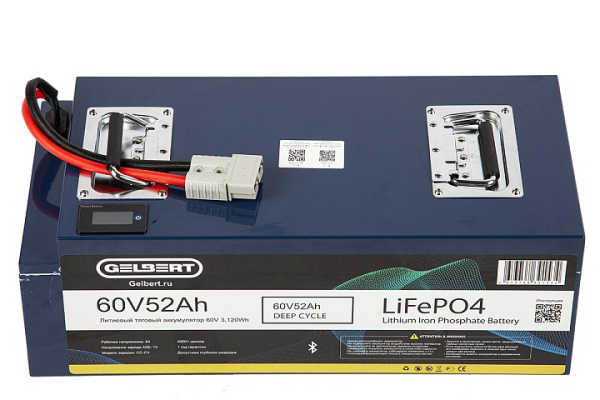 Литиевый тяговый аккумулятор Gelbert LiFePO4 (60V/52Ah/80A/3,120Wh) BT/Display