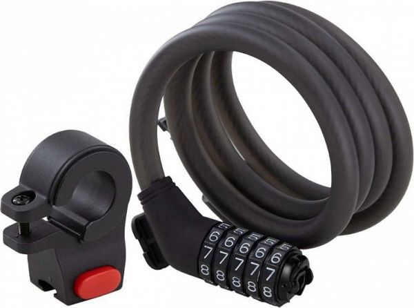 Замок на самокат Segway, сталь, черный с держателем на руль